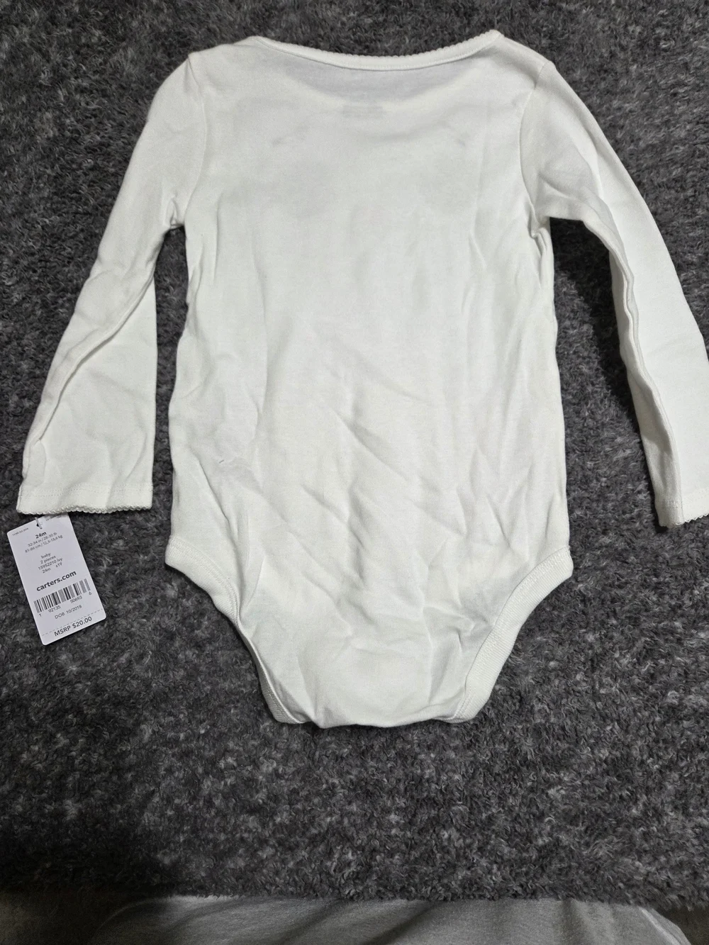 Carter's White Long-Sleeve Panda One-Piece Bodysuit with Black and Pink Accents